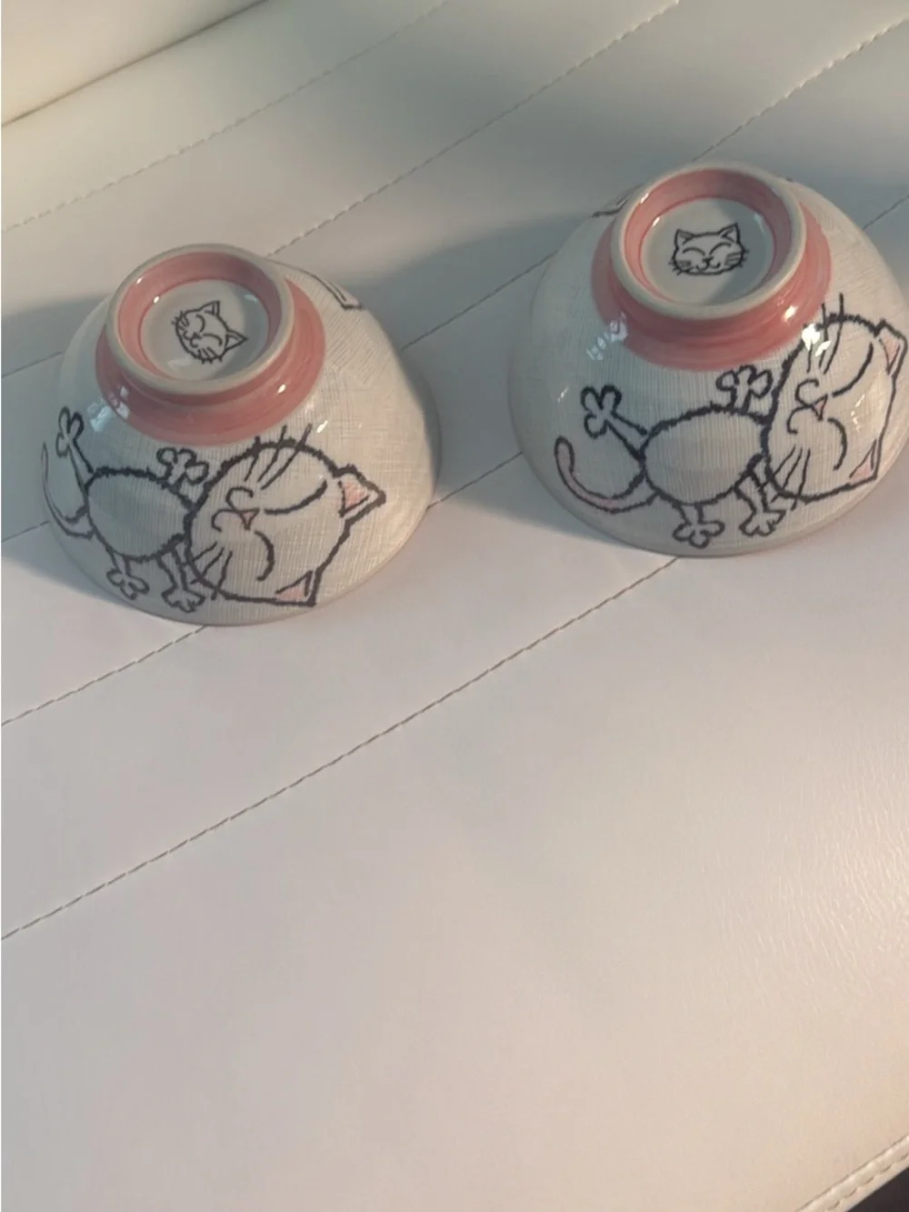 Darling Cat Face Ceramic Pet Bowl - Pink Rim